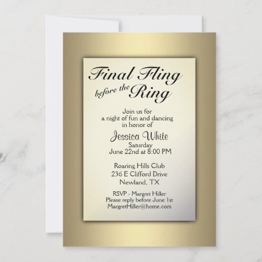 Weed Gold Bachelorette Party Invitation Kaart (Achterkant)