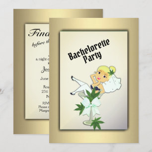 Weed Gold Bachelorette Party Invitation Kaart
