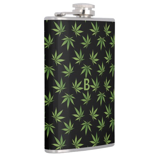 Weed Large Leaf Pattern | Facultatief monogram/naa Heupfles (Rechts)