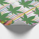 Weed Leaf Green op kleurrijke Prismatic Stripes Wr Cadeaupapier (Hoek)