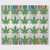Weed Leaf Green op kleurrijke Prismatic Stripes Wr Cadeaupapier (Vlak)