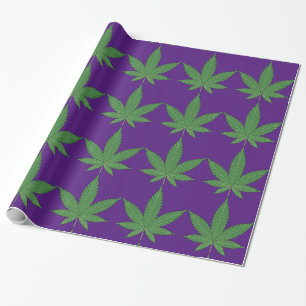 Weed Leaf Green op Paarse Wrapping Paper Cadeaupapier