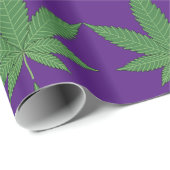 Weed Leaf Green op Paarse Wrapping Paper Cadeaupapier (Rol Hoek)