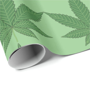 Weed Leaf Green over lichtgroen omslagpapier Cadeaupapier