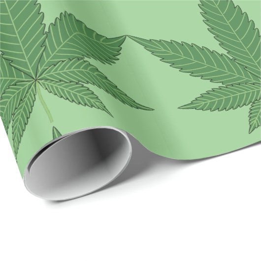 Weed Leaf Green over lichtgroen omslagpapier Cadeaupapier (Rol Hoek)