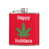 Weed Leaf KerstHappy Holidaze Heupfles (Voorkant)