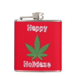 Weed Leaf KerstHappy Holidaze Heupfles