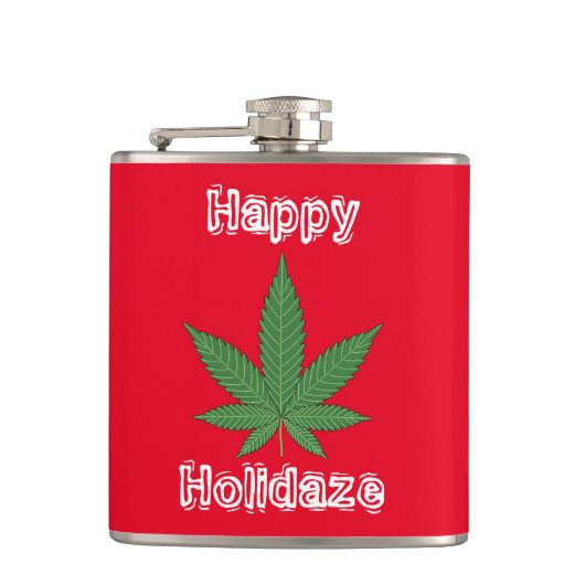 Weed Leaf KerstHappy Holidaze Heupfles (Voorkant)
