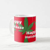 Weed Leaf KerstHappy Holidaze Koffiemok (Voorkant links)