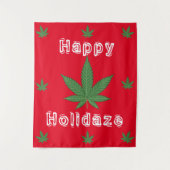 Weed Leaf KerstHappy Holidaze Wandkleed (Voorkant)