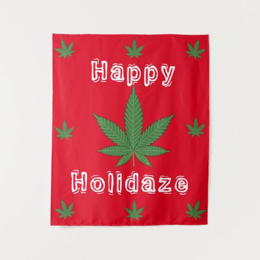 Weed Leaf KerstHappy Holidaze Wandkleed (Voorkant)