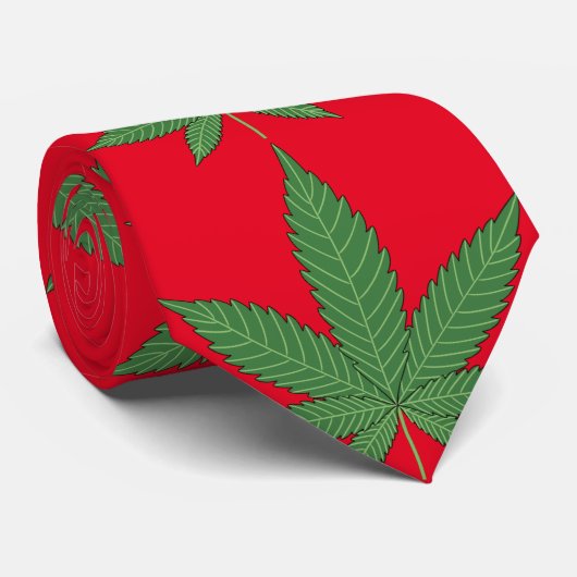 Weed Leaf Kerstmis Stropdas (Opgerold)