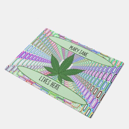Weed Leaf Mary Jane leeft hier Doormat/Rug Deurmat (Schuin)