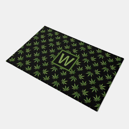 Weed Leaf Pattern - Gepersonaliseerd monogram Deurmat (Schuin)