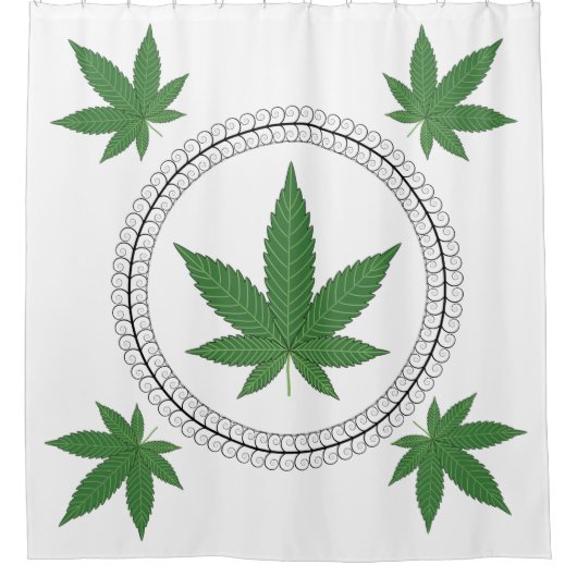 Weed Leaf Tree Ring Wervelrand Gepersonaliseerd Douchegordijn (Voorkant)