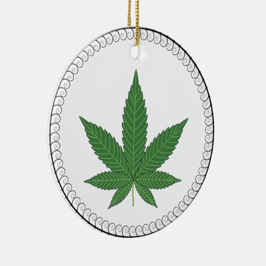 Weed Leaf Tree Trim, speciaal aangepast Keramisch Ornament (Rechts)