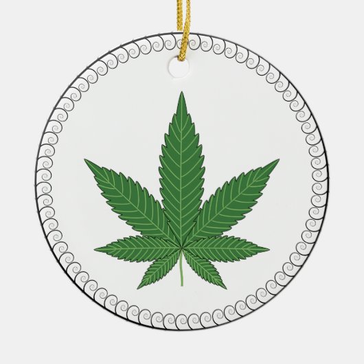Weed Leaf Tree Trim, speciaal aangepast Keramisch Ornament (Voorkant)