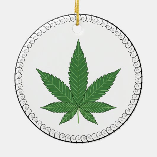 Weed Leaf Tree Trim, speciaal aangepast Keramisch Ornament (Achterkant)