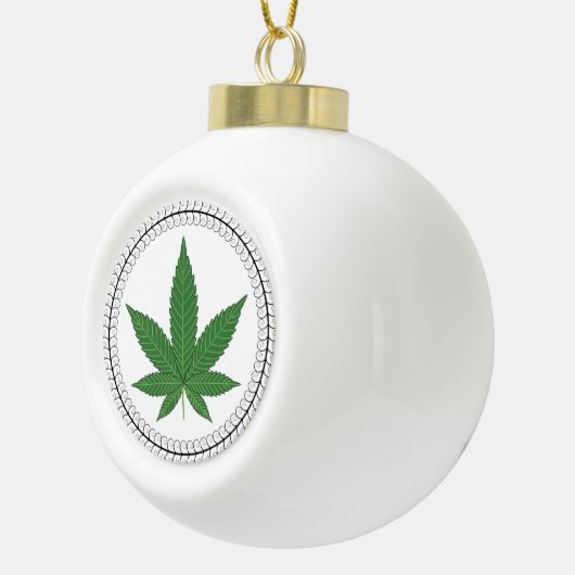 Weed Leaf Tree Trim, speciaal aangepast Keramische Bal Ornament (Rechts)