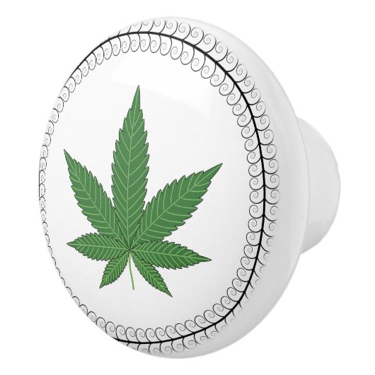 Weed Leaf Tree Trim, speciaal aangepast Keramische Knop (Rechts)