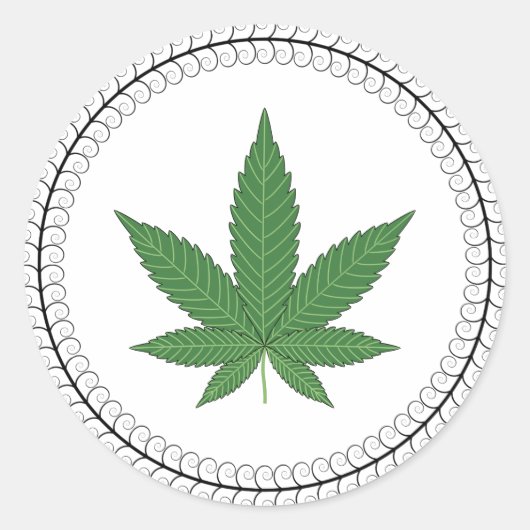 Weed Leaf Tree Trim, speciaal aangepast Ronde Sticker (Voorkant)