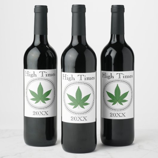 Weed Leaf Tree Trim, speciaal aangepast Wijn Etiket (Flessen)