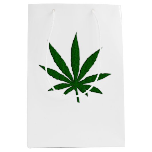 Weed Leaf White Bag Medium Cadeauzakje (Voorkant)