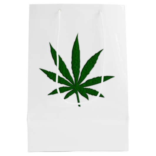 Weed Leaf White Bag Medium Cadeauzakje (Achterkant)