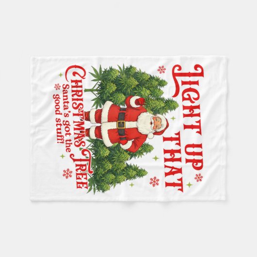 Weed Lover Smoking Light Up Christmas Tree  Fleece Deken (Voorkant (Horizontaal))