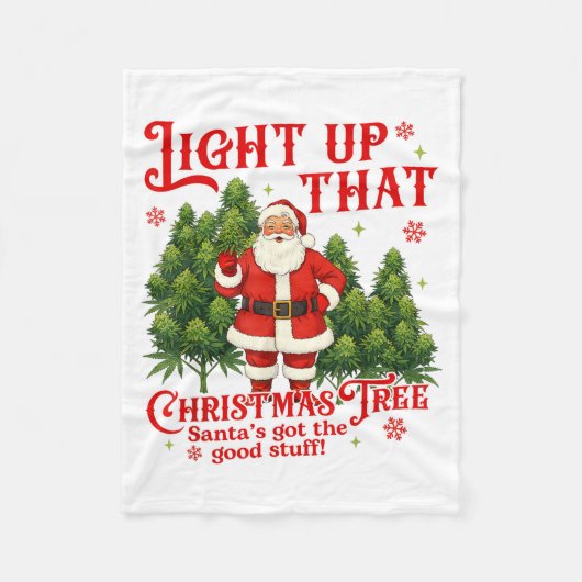 Weed Lover Smoking Light Up Christmas Tree Fleece Deken (Voorkant)