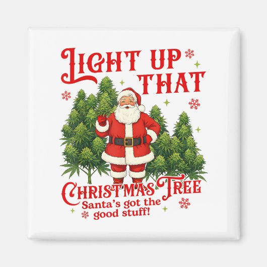 Weed Lover Smoking Light Up Christmas Tree  Magneet (Voorkant)
