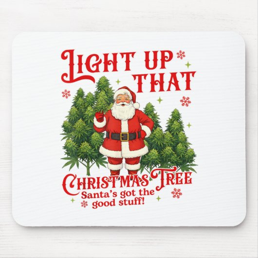 Weed Lover Smoking Light Up Christmas Tree  Muismat (Voorkant)