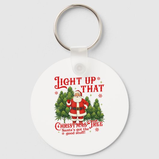 Weed Lover Smoking Light Up Christmas Tree Sleutelhanger (Voorkant)