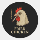 Weed Meme Funny Fried Chicken Smoking Ronde Sticker (Voorkant)