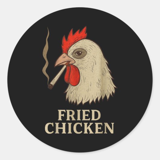 Weed Meme Funny Fried Chicken Smoking  Ronde Sticker (Voorkant)