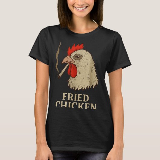 Weed Meme Funny Fried Chicken Smoking T-shirt (Voorkant)