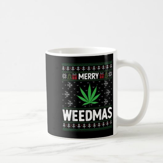 Weed Merry Weedmas Xmas Smoking  Koffiemok (Rechts)