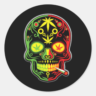 Weed Skull Stoner Mexicaanse Cinco de Mayo Ronde Sticker