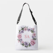 Weed van roze Paarse bloem Monogrammed Canvas tas (Achterkant)