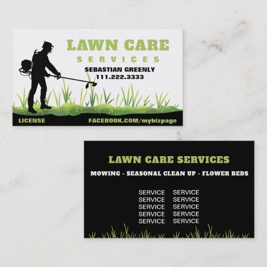 *~* Weed Whacking Mow Grass Modern Visitekaartje (Voorkant / Achterkant)