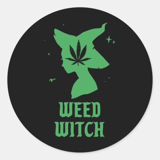 Weed Witch Funny Spooky Vibes Halloween Kostuum Ronde Sticker (Voorkant)