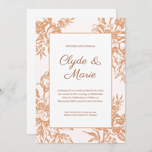 Weedding Fall Invitation Nude  Kaart (Voorkant / Achterkant)