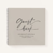 Weeding gastenboek grijs beige minimaal modern notitieboek (Voorkant)