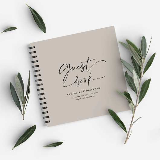 Weeding gastenboek grijs beige minimaal modern notitieboek