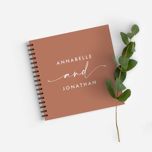 Weeding gastenboek terracotta minimaal modern notitieboek