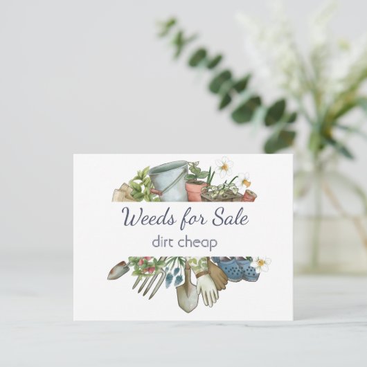 Weeds voor verkoop vuile zeep briefkaart (Staand voorkant)