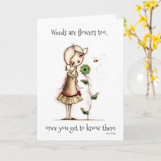 Weeds - Vriendschapsdier Kaart (Gele Bloem)