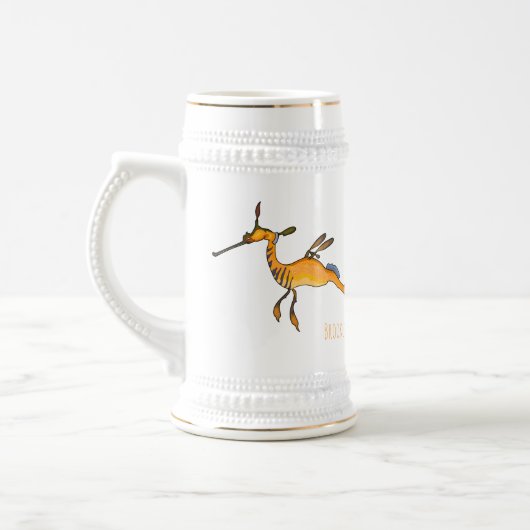 Weedy seadragon cartoon illustratie bierpul (Links)