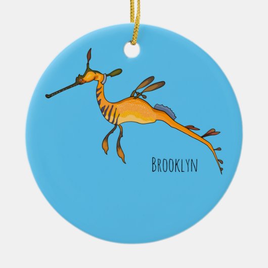 Weedy seadragon cartoon illustratie keramisch ornament (Voorkant)