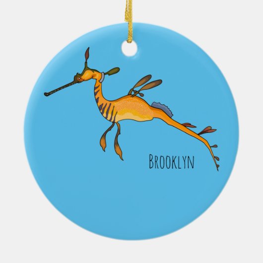 Weedy seadragon cartoon illustratie keramisch ornament (Achterkant)